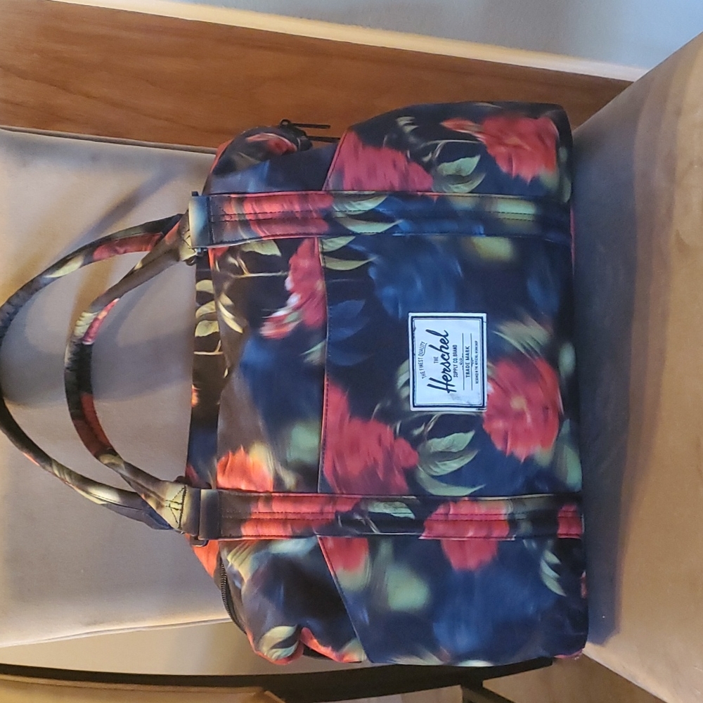 Herschel black floral Strand duffle bag